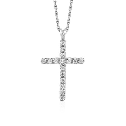 Cross Pendant with Diamonds in Sterling Silver-Teresa&#39;s Fashionista LLC