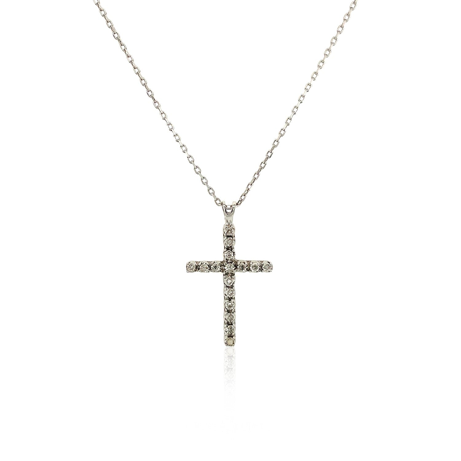 Cross Pendant with Diamonds in Sterling Silver-Teresa&#39;s Fashionista LLC