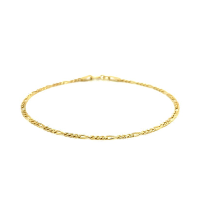 14k Yellow Gold Figaro Anklet 1.5mm-Teresa&#39;s Fashionista LLC