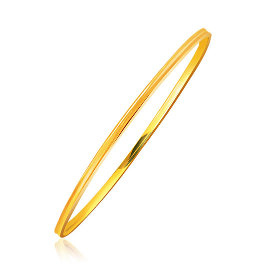 14k Yellow Gold Concave Motif Thin  Stackable Bangle - Teresa's Fashionista LLC