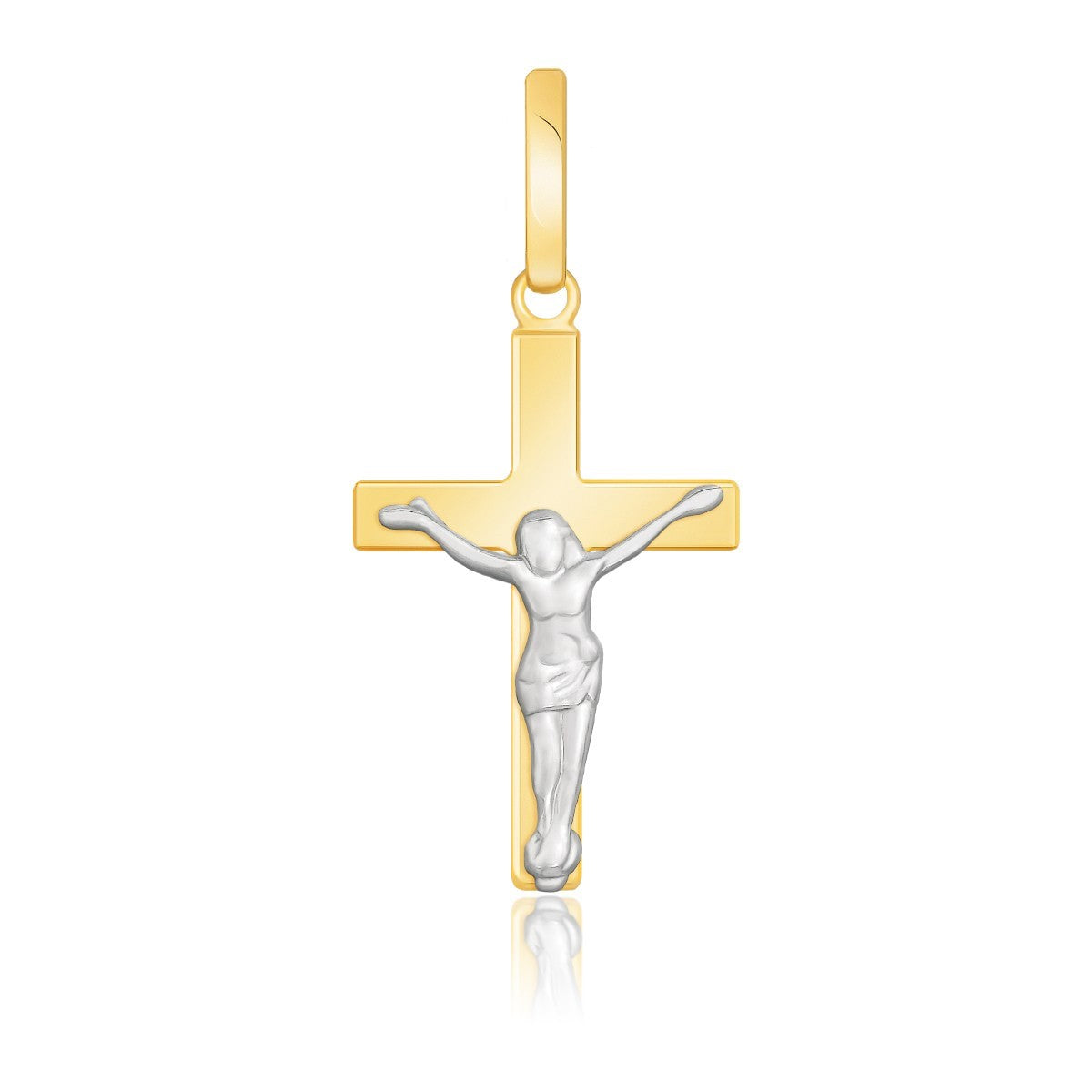 14k Two Tone Gold Crucifix Motif Pendant-Teresa&#39;s Fashionista LLC