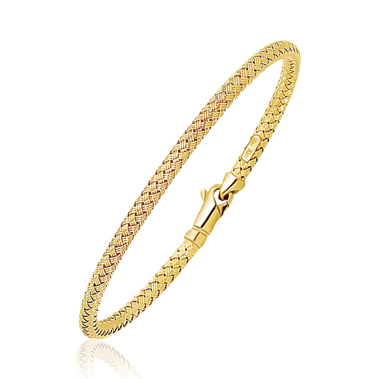 Fancy Weave Bangle in 14k Yellow Gold (3.0mm)-Teresa&#39;s Fashionista LLC