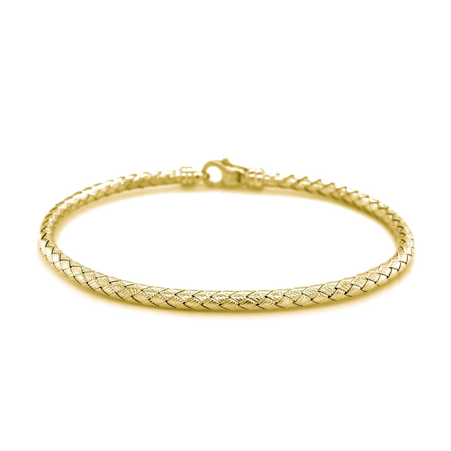 Fancy Weave Bangle in 14k Yellow Gold (3.0mm)-Teresa&#39;s Fashionista LLC