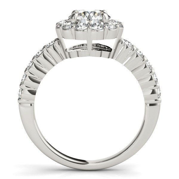 14k White Gold Round Floral Motif Diamond Engagement Ring (1 5/8 cttw)-Teresa&#39;s Fashionista LLC