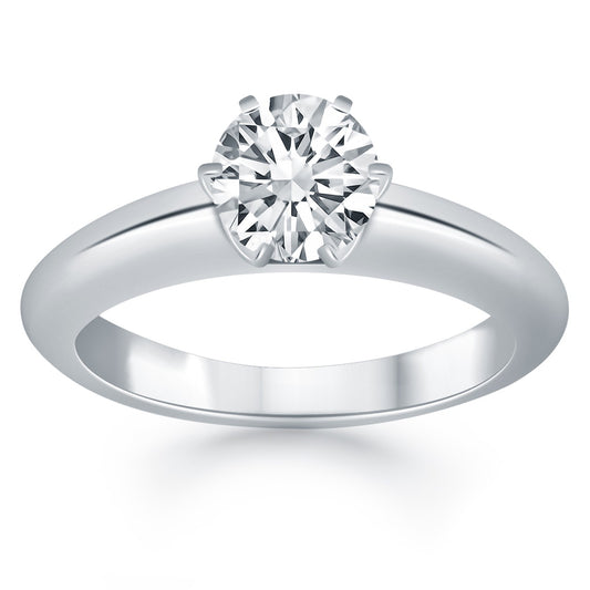 14k White Gold Solitaire Cathedral Engagement Ring-Teresa&#39;s Fashionista LLC