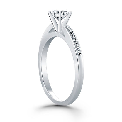 14k White Gold Diamond Channel Cathedral Engagement Ring-Teresa&#39;s Fashionista LLC