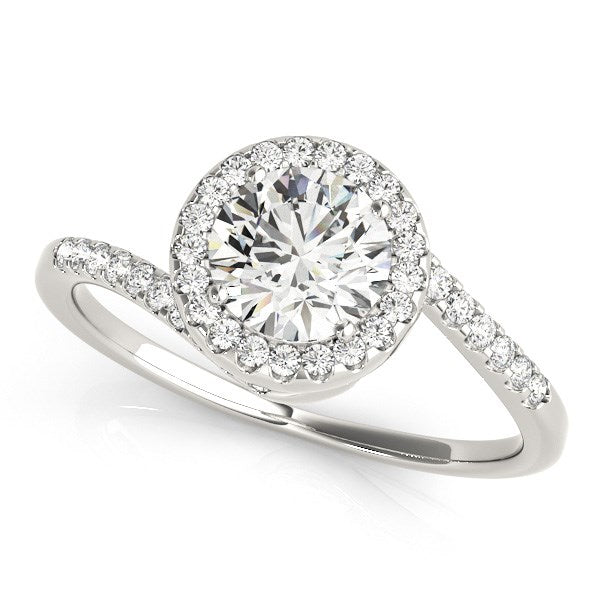 14k White Gold Halo Design Bypass Round Diamond Engagement Ring (5/8 cttw)-Teresa&#39;s Fashionista LLC