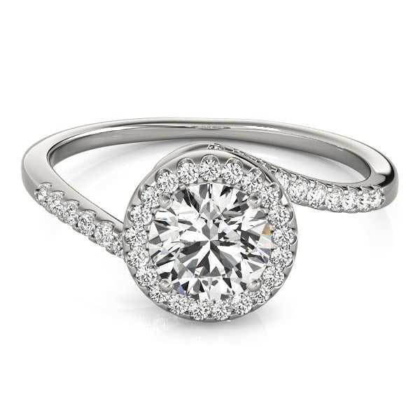 14k White Gold Halo Design Bypass Round Diamond Engagement Ring (5/8 cttw)-Teresa&#39;s Fashionista LLC