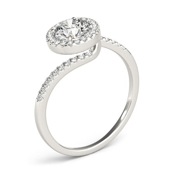 14k White Gold Halo Design Bypass Round Diamond Engagement Ring (5/8 cttw)-Teresa&#39;s Fashionista LLC