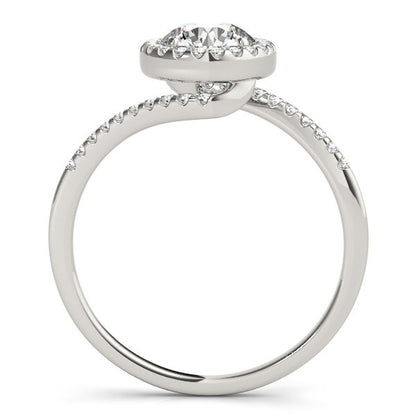 14k White Gold Halo Design Bypass Round Diamond Engagement Ring (5/8 cttw)-Teresa&#39;s Fashionista LLC