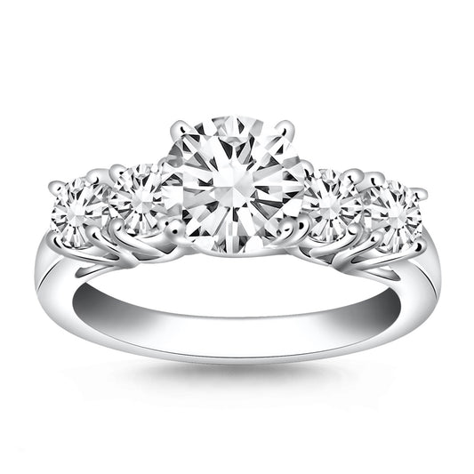 14k White Gold Five Stone Diamond Trellis Engagement Ring-Teresa&#39;s Fashionista LLC