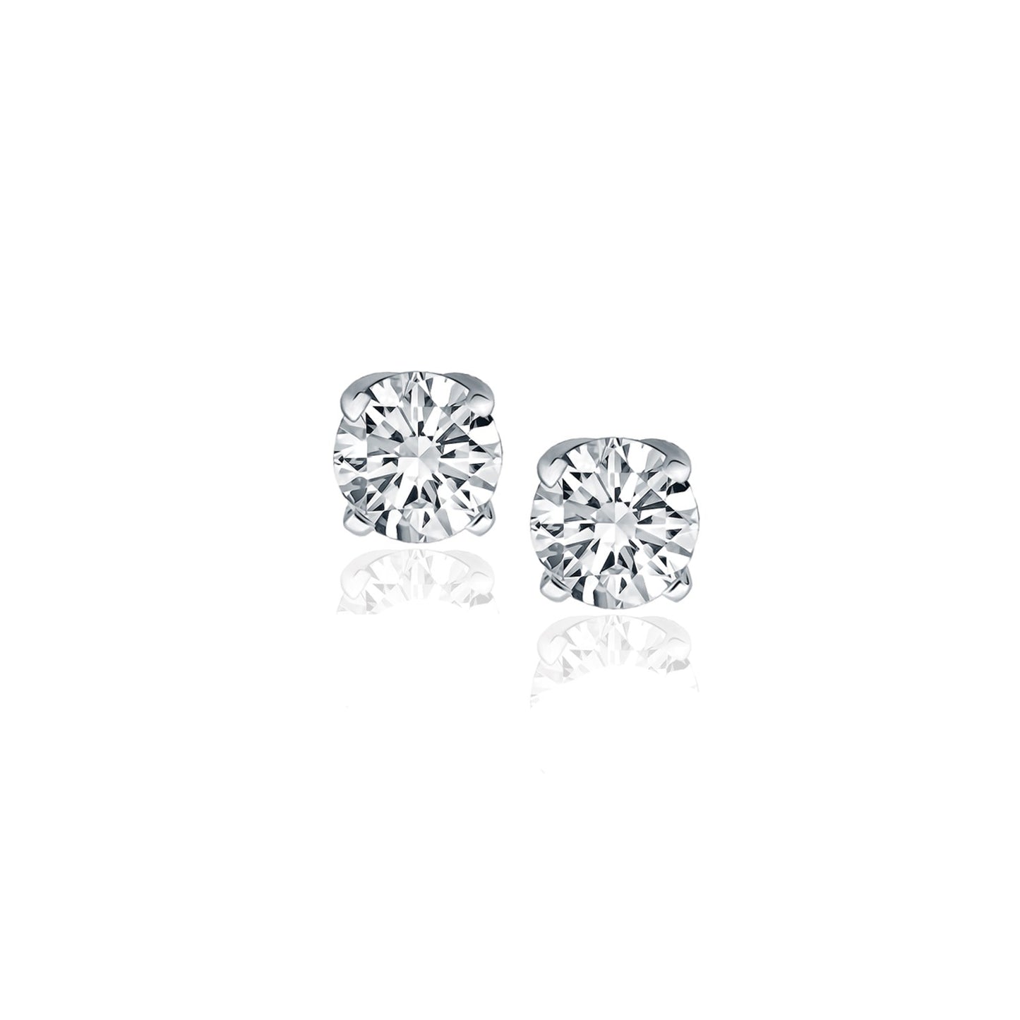 14k White Gold Diamond Four Prong Stud Earrings (1/2 cttw)-Teresa&#39;s Fashionista LLC