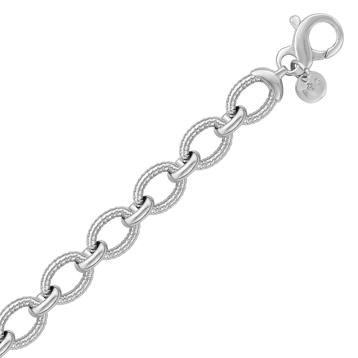 Sterling Silver Oval Cable Design Chain Link Bracelet-Teresa&#39;s Fashionista LLC