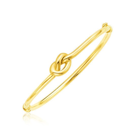 14k Yellow Gold Bangle Bracelet with Polished Knot - Teresa's Fashionista LLC