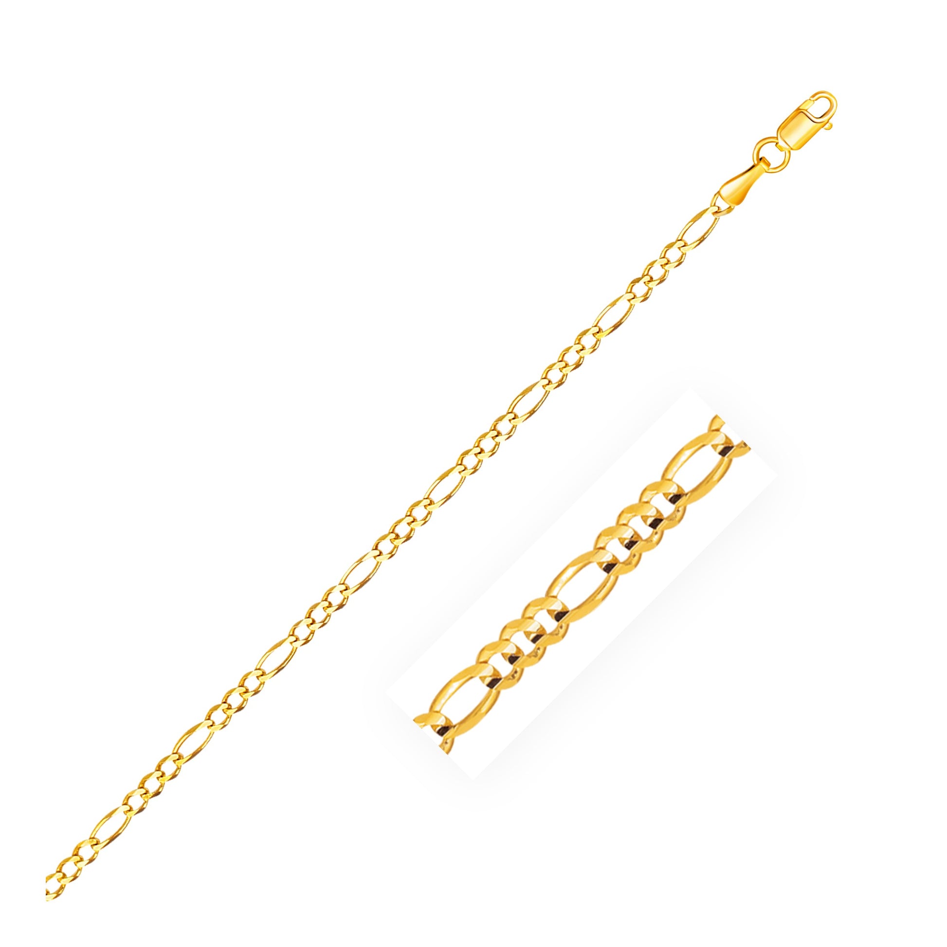 2.8mm 14k Yellow Gold Figaro Anklet-Teresa&#39;s Fashionista LLC