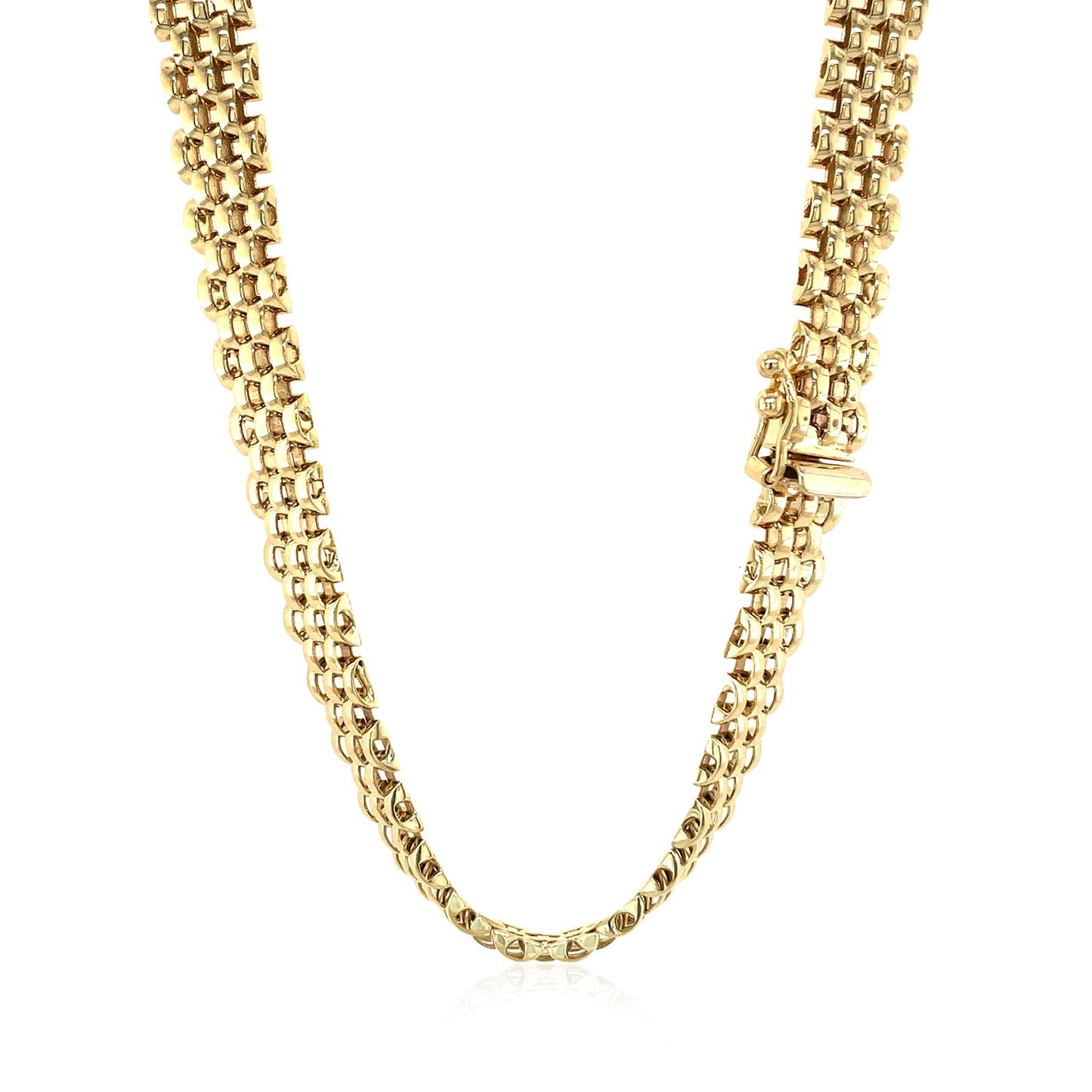 14k Yellow Gold Fancy Polished Multi-Row Panther Link Necklace-Teresa&#39;s Fashionista LLC