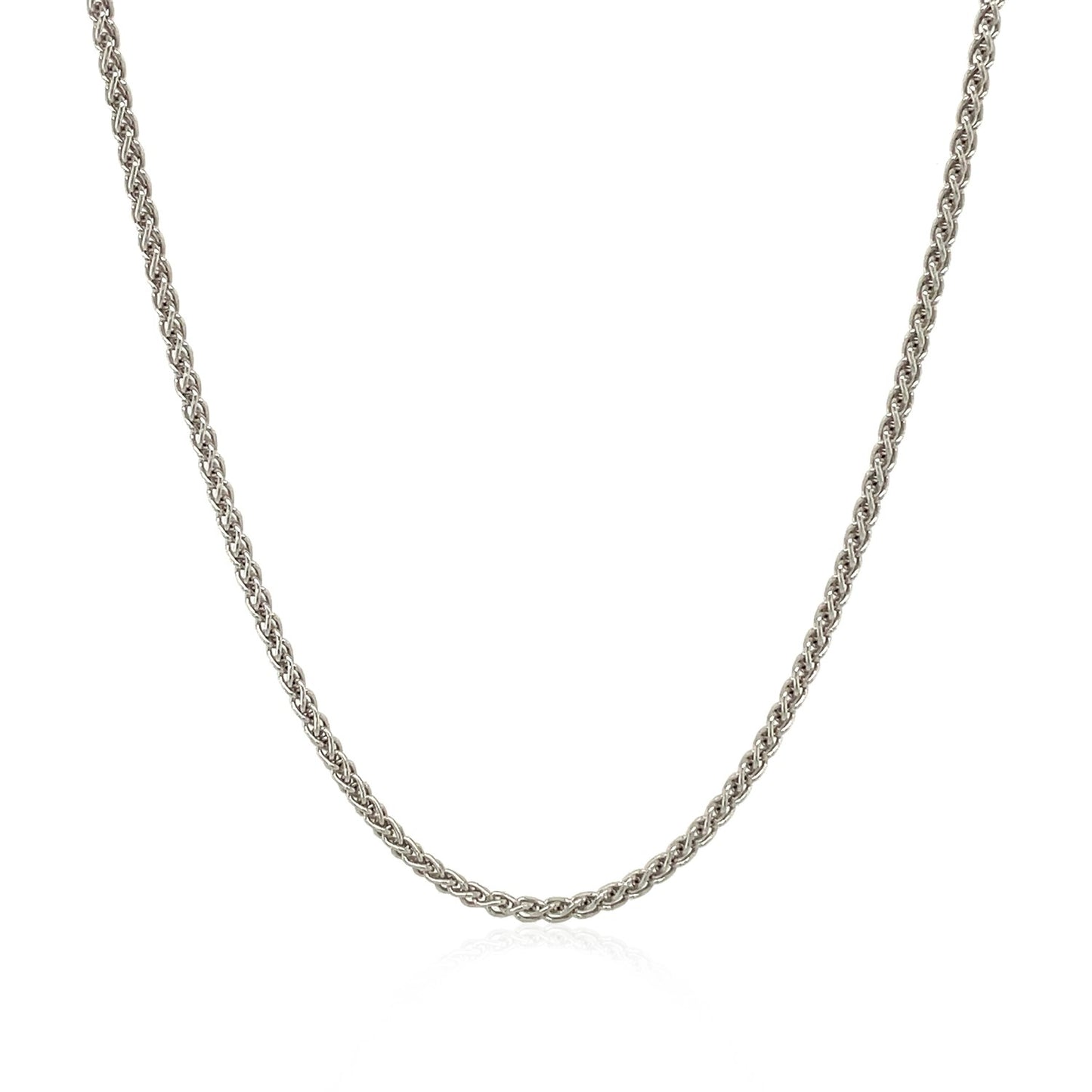 Sterling Silver Rhodium Plated Wheat Chain 1.3mm-Teresa&#39;s Fashionista LLC