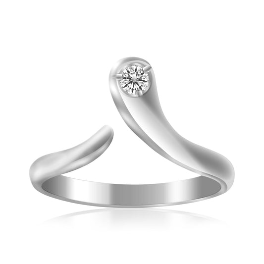 Sterling Silver Rhodium Plated White Cubic Zirconia Accented Shiny Toe Ring - Teresa's Fashionista LLC