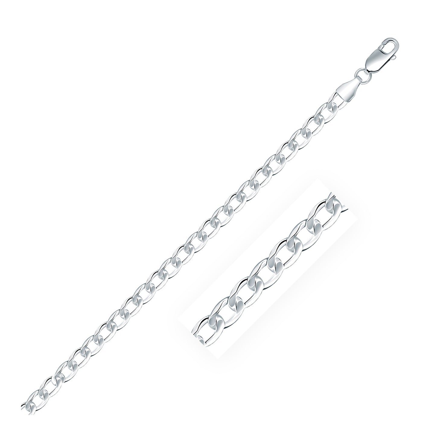 Rhodium Plated 4.7mm Sterling Silver Curb Style Chain-Teresa&#39;s Fashionista LLC