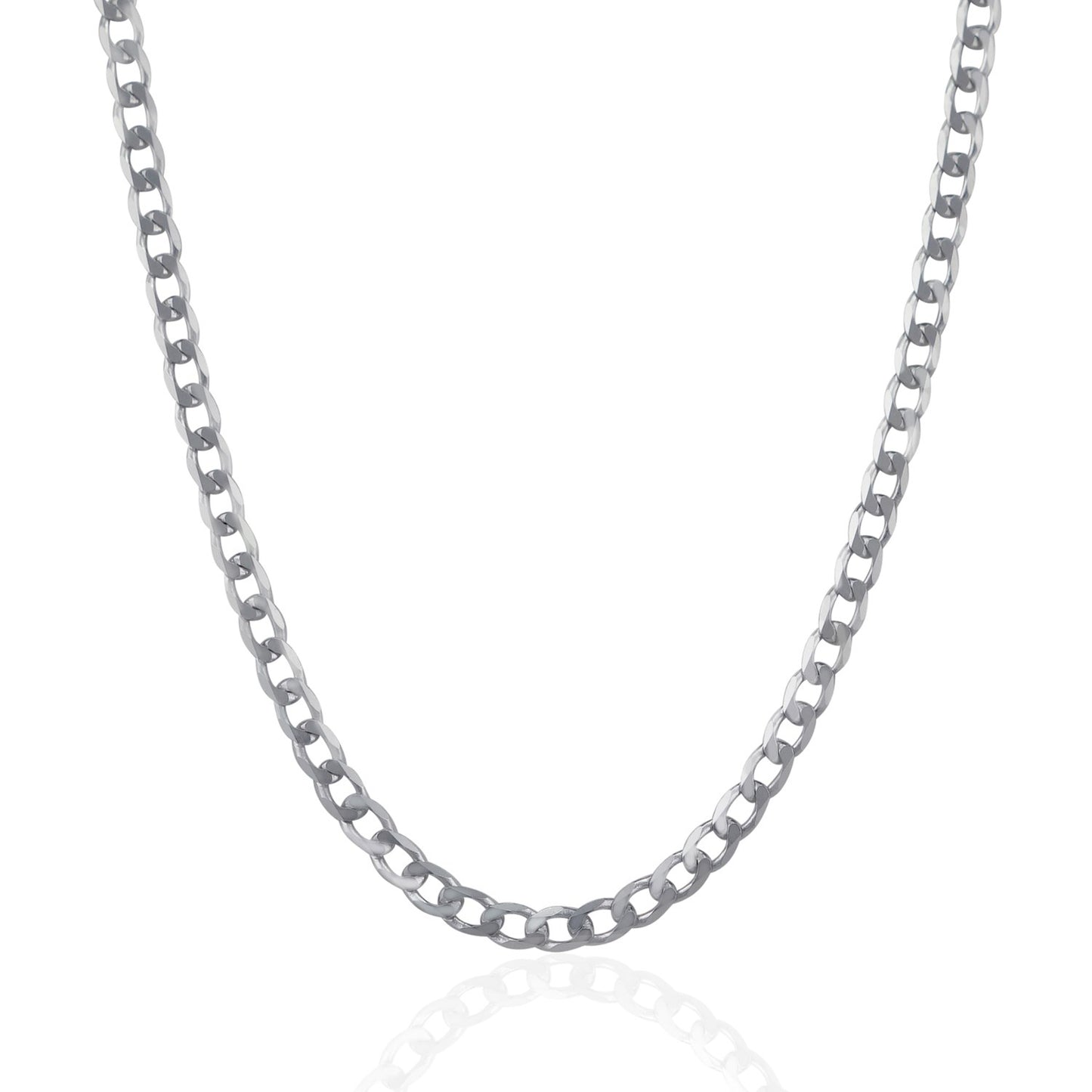 Rhodium Plated 4.7mm Sterling Silver Curb Style Chain-Teresa&#39;s Fashionista LLC