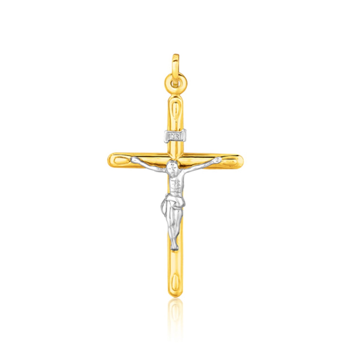 14k Two Tone Gold Cross Pendant-Teresa&#39;s Fashionista LLC