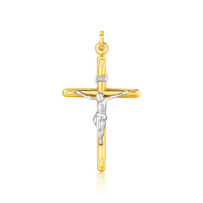 14k Two Tone Gold Cross Pendant-Teresa&#39;s Fashionista LLC