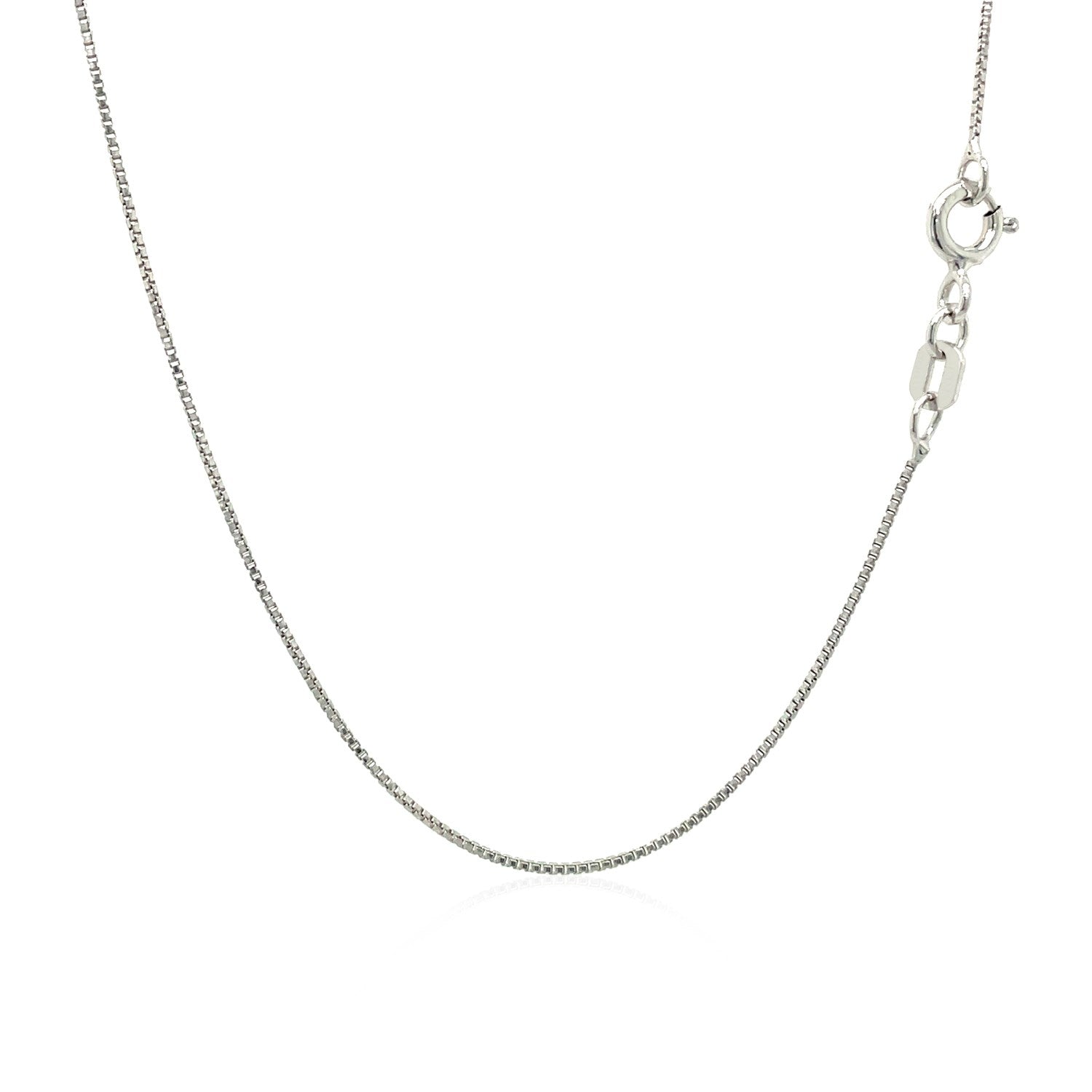 Sterling Silver Rhodium Plated Box Chain 0.7mm-Teresa&#39;s Fashionista LLC