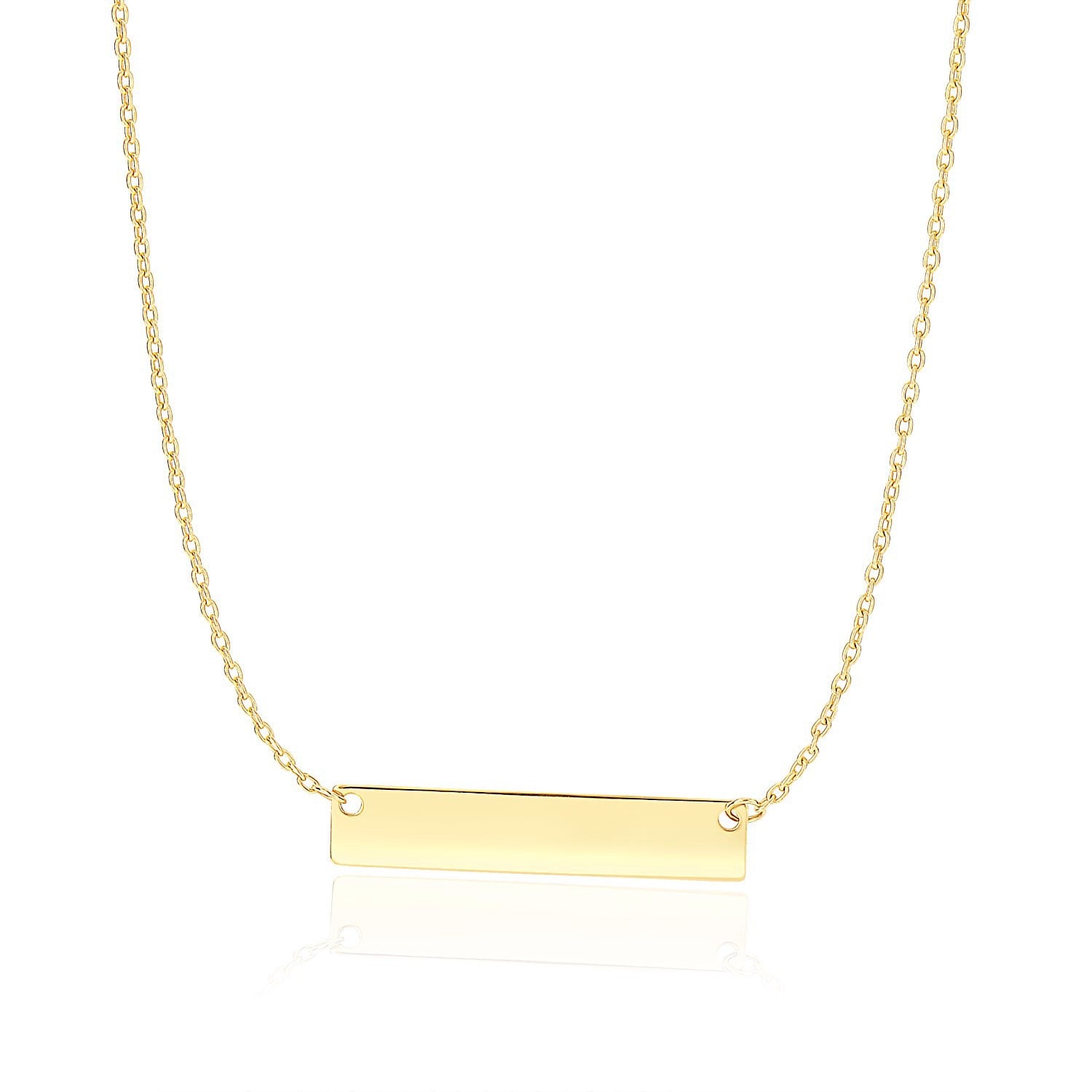 14k Yellow Gold Smooth Flat Horizontal Bar Style Necklace-Teresa&#39;s Fashionista LLC