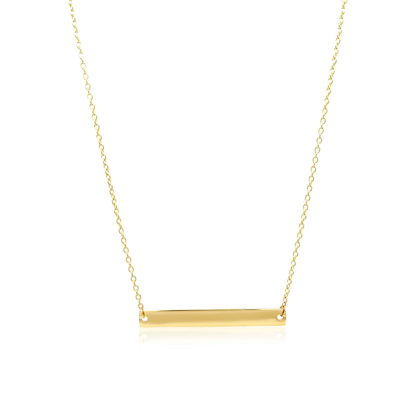 14k Yellow Gold Smooth Flat Horizontal Bar Style Necklace-Teresa&#39;s Fashionista LLC