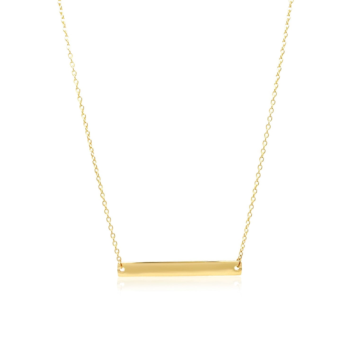 14k Yellow Gold Smooth Flat Horizontal Bar Style Necklace-Teresa&#39;s Fashionista LLC