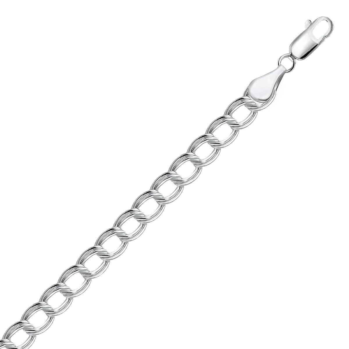 Sterling Silver Small Ridged Circular Chain Bracelet with Rhodium Plating-Teresa&#39;s Fashionista LLC