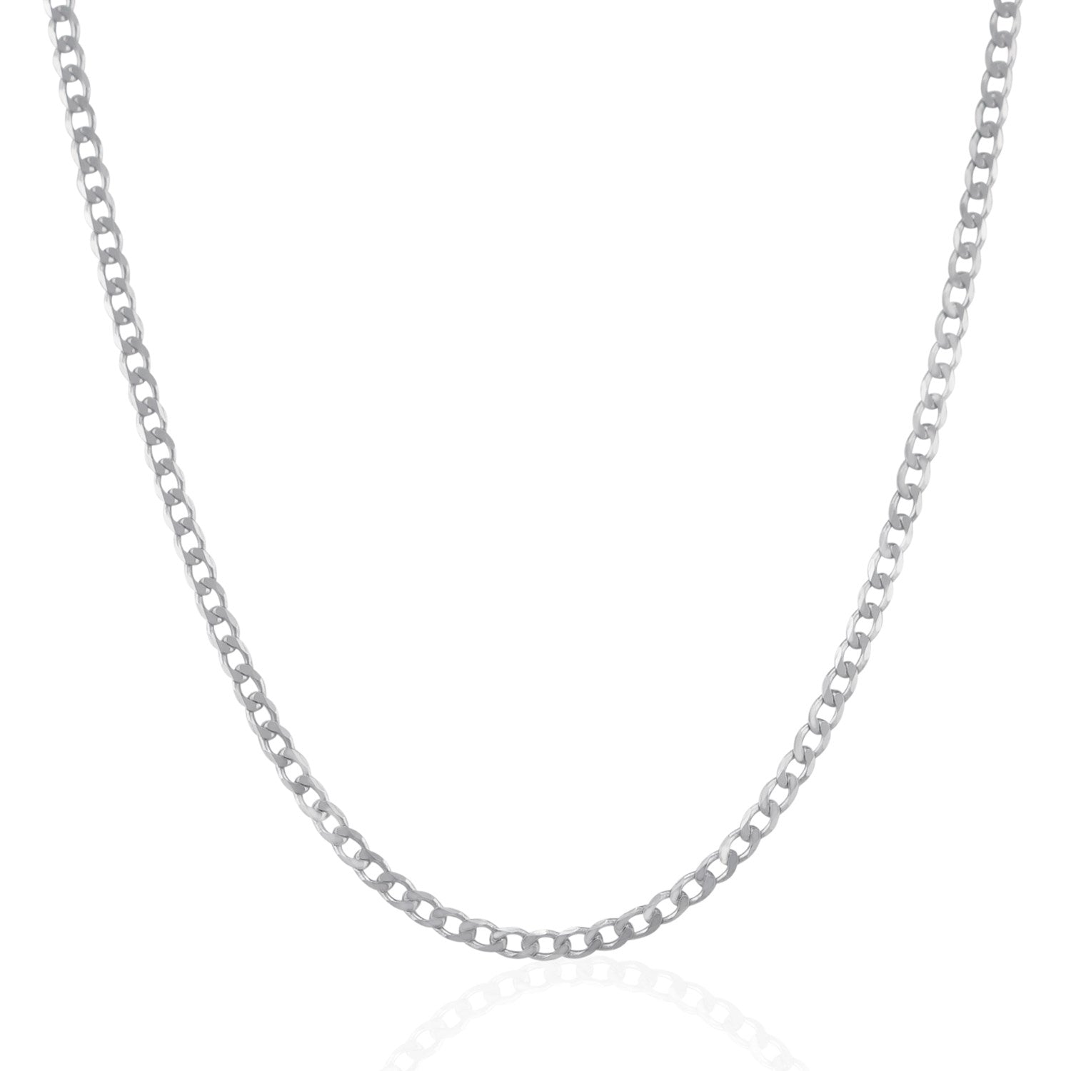 Rhodium Plated 3.0mm Sterling Silver Curb Style Chain-Teresa&#39;s Fashionista LLC