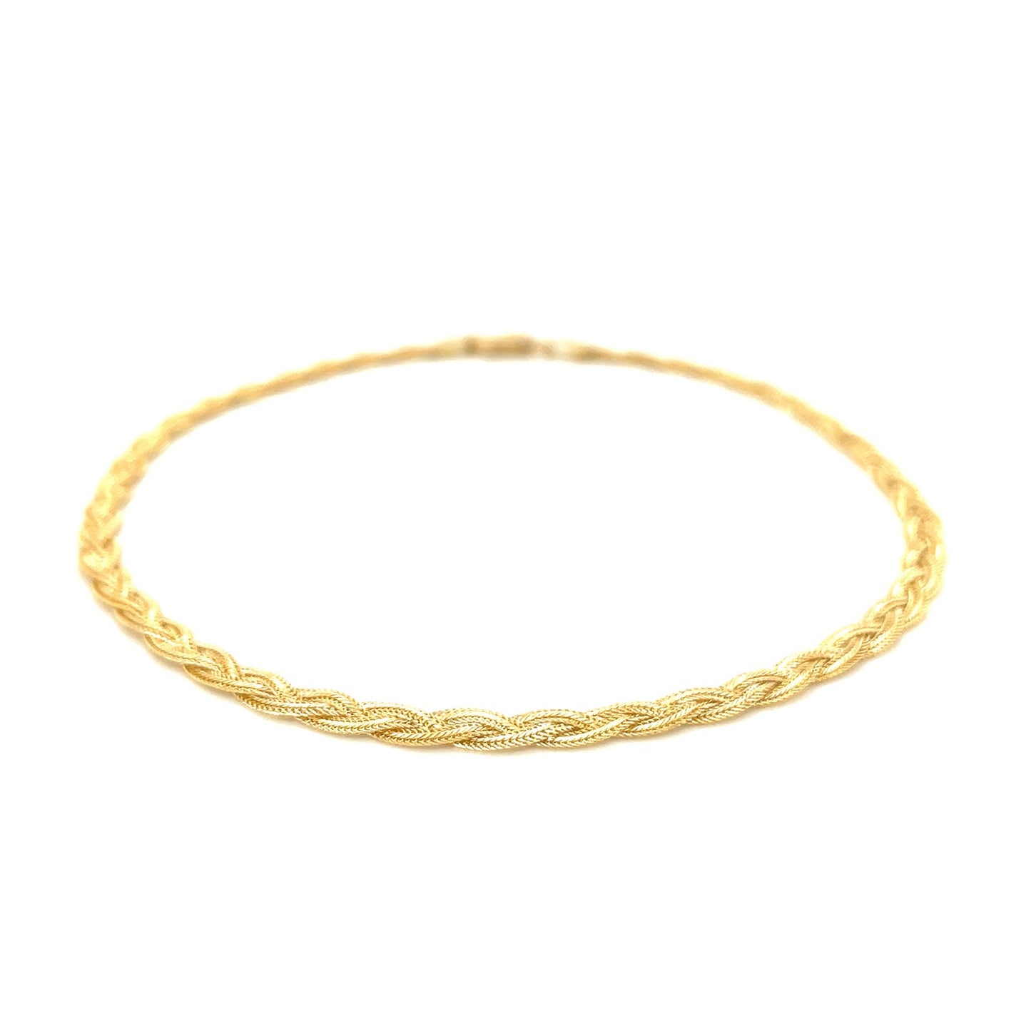 3.5mm 14k Yellow Braided Foxtail Anklet-Teresa&#39;s Fashionista LLC