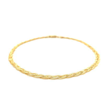 3.5mm 14k Yellow Braided Foxtail Anklet-Teresa&#39;s Fashionista LLC