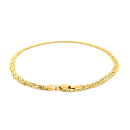 3.5mm 14k Yellow Braided Foxtail Anklet-Teresa&#39;s Fashionista LLC