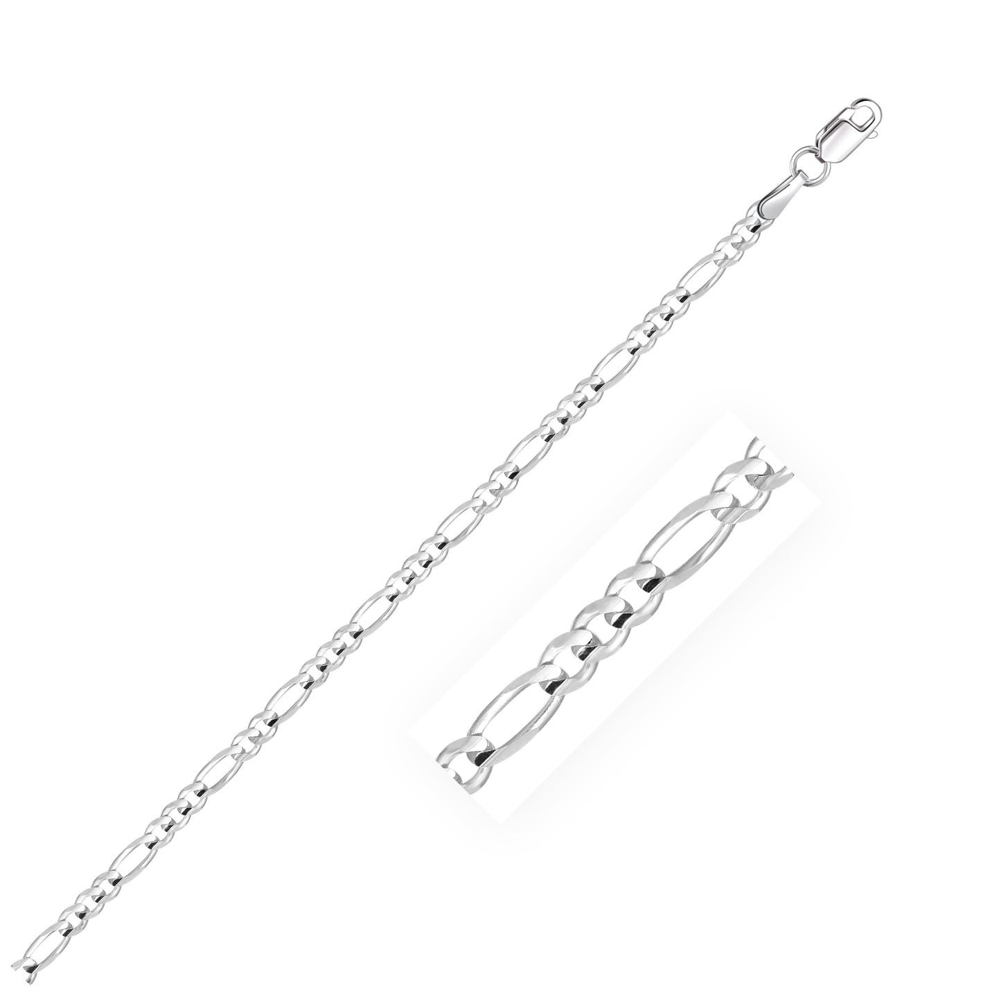 2.6mm 14k White Gold Figaro Anklet-Teresa&#39;s Fashionista LLC