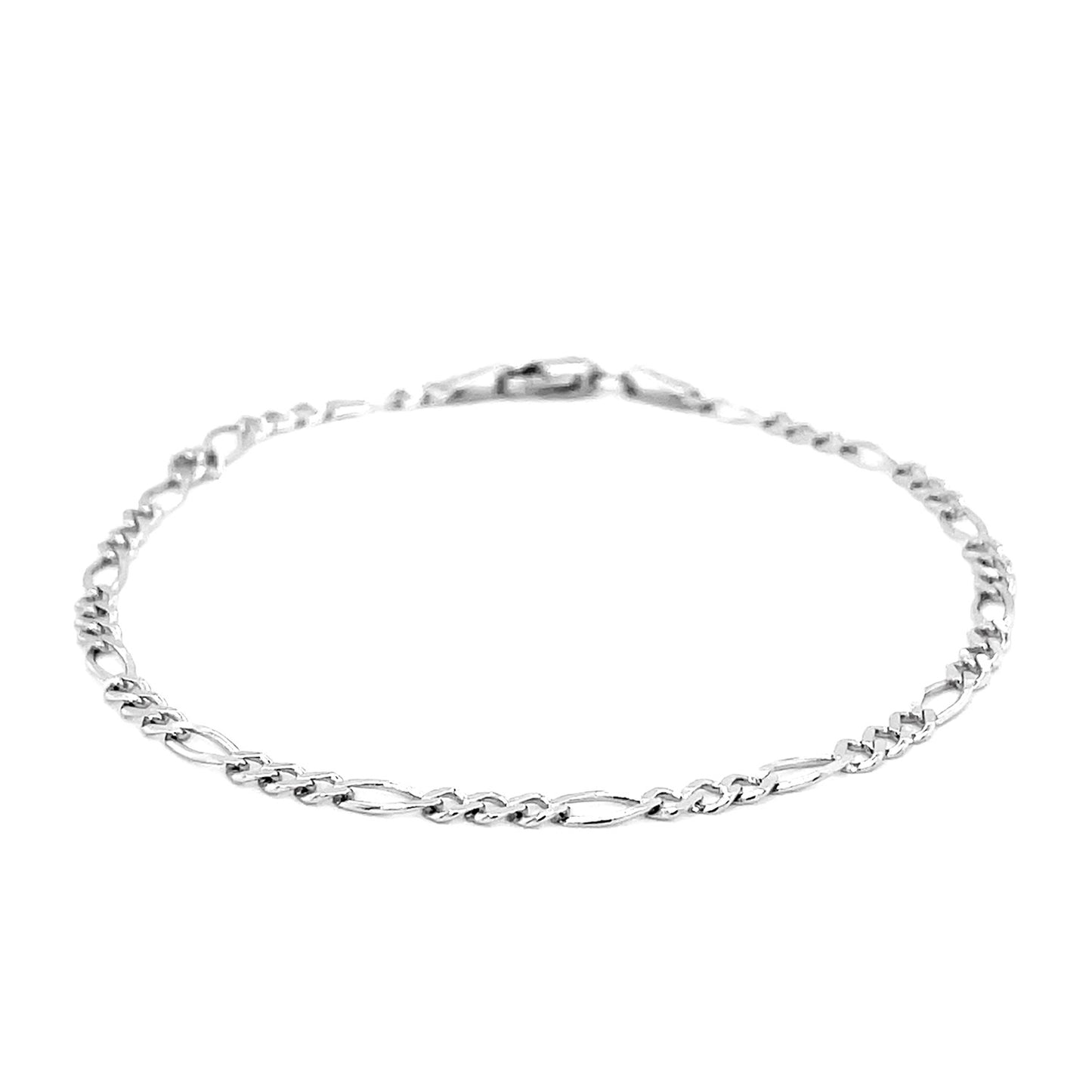 2.6mm 14k White Gold Figaro Anklet-Teresa&#39;s Fashionista LLC