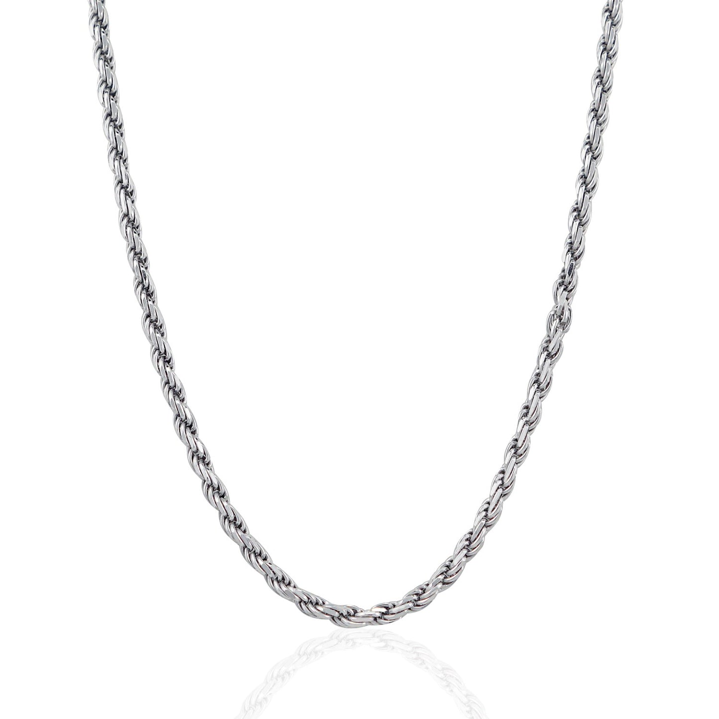 Sterling Silver 3.6mm Diamond Cut Rope Style Chain-Teresa&#39;s Fashionista LLC