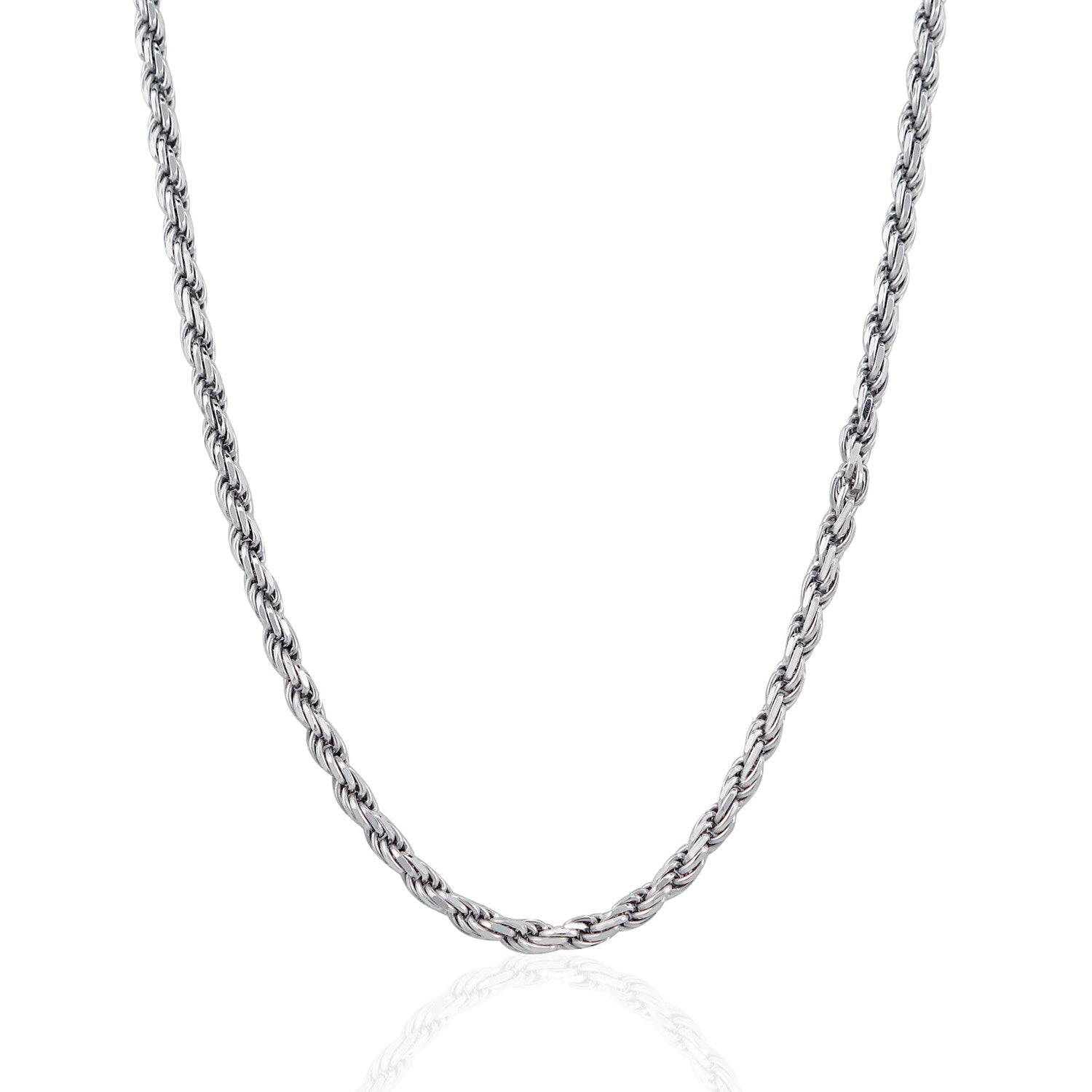 Sterling Silver 3.6mm Diamond Cut Rope Style Chain-Teresa&#39;s Fashionista LLC