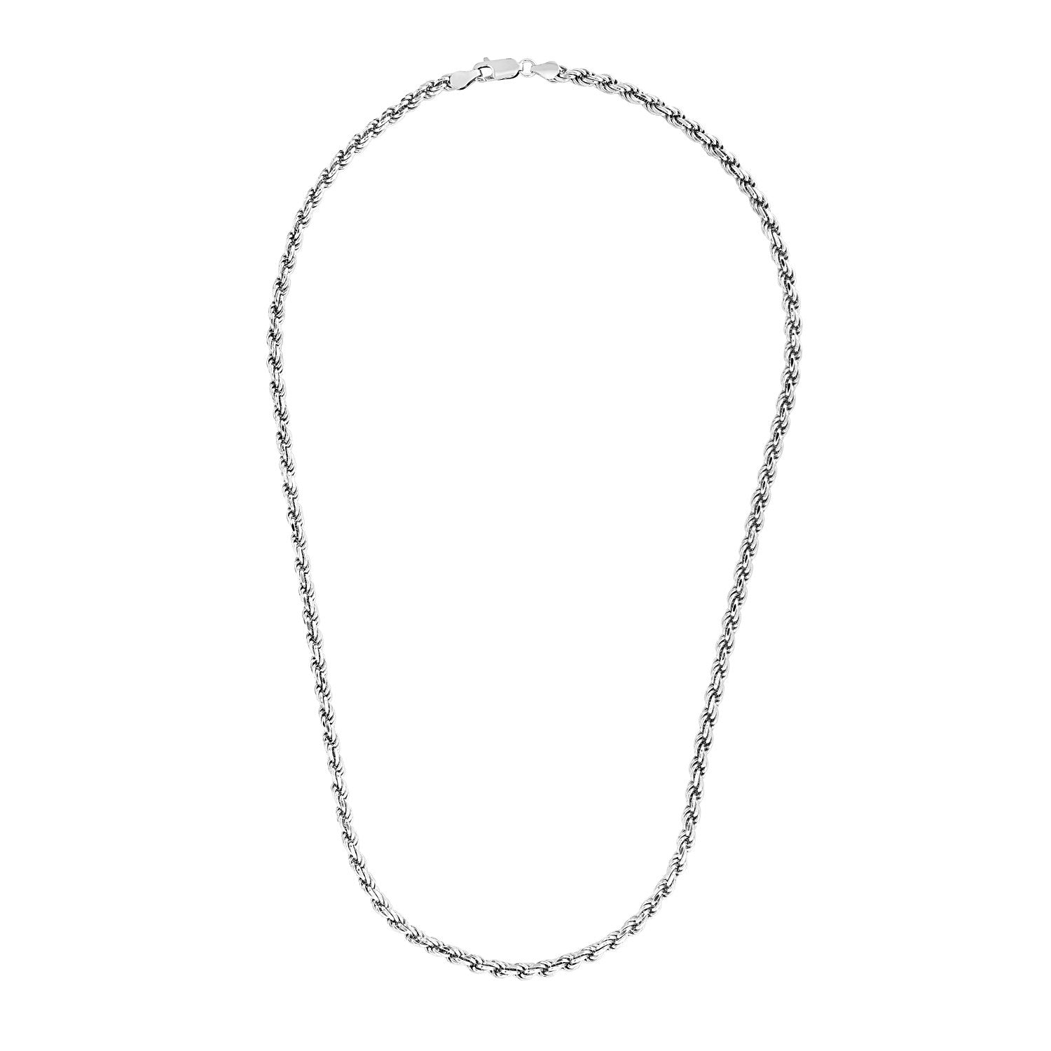 Sterling Silver 3.6mm Diamond Cut Rope Style Chain-Teresa&#39;s Fashionista LLC