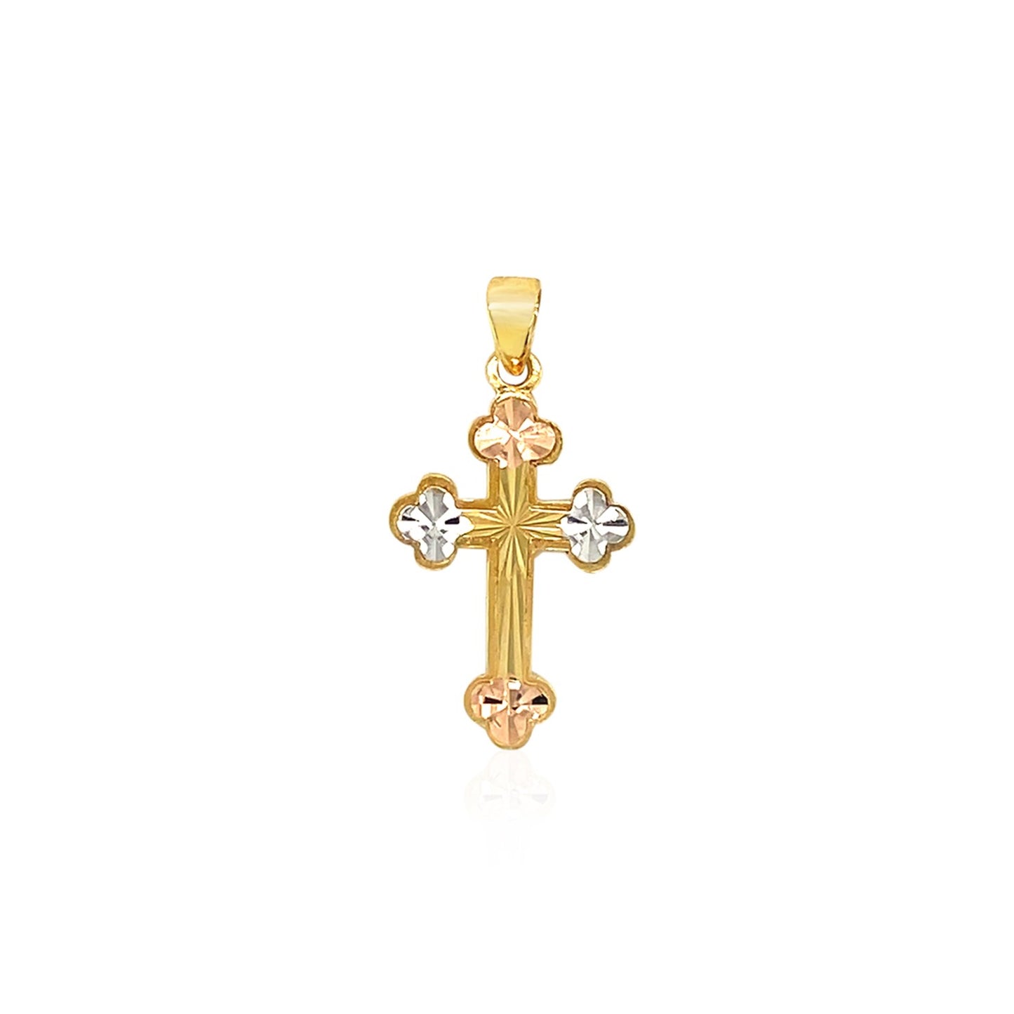 14k Tri Color Gold Cross Pendant-Teresa&#39;s Fashionista LLC