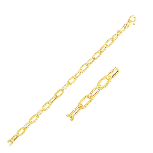 14k Yellow Gold Anklet with Flat Hammered Oval Links-Teresa&#39;s Fashionista LLC