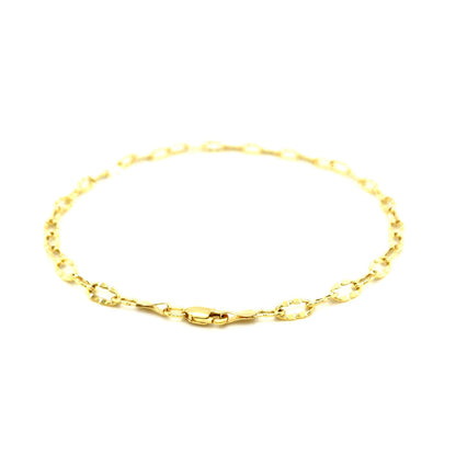 14k Yellow Gold Anklet with Flat Hammered Oval Links-Teresa&#39;s Fashionista LLC