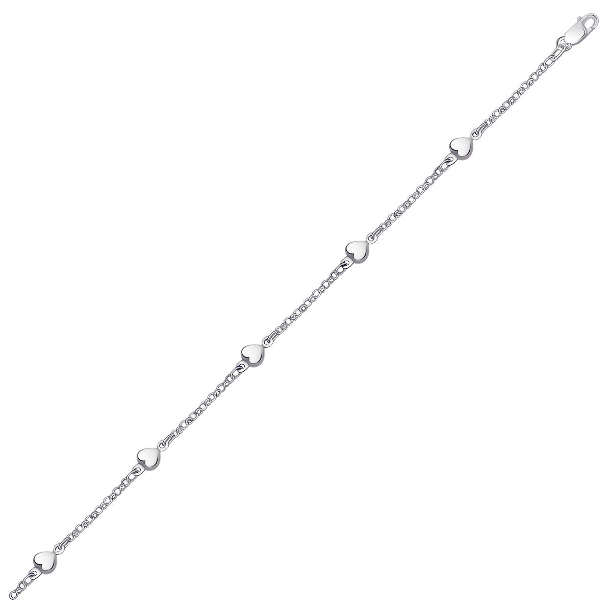 14k White Gold Anklet with Puffed Heart Design-Teresa&#39;s Fashionista LLC