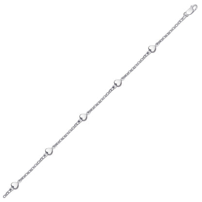 14k White Gold Anklet with Puffed Heart Design-Teresa&#39;s Fashionista LLC