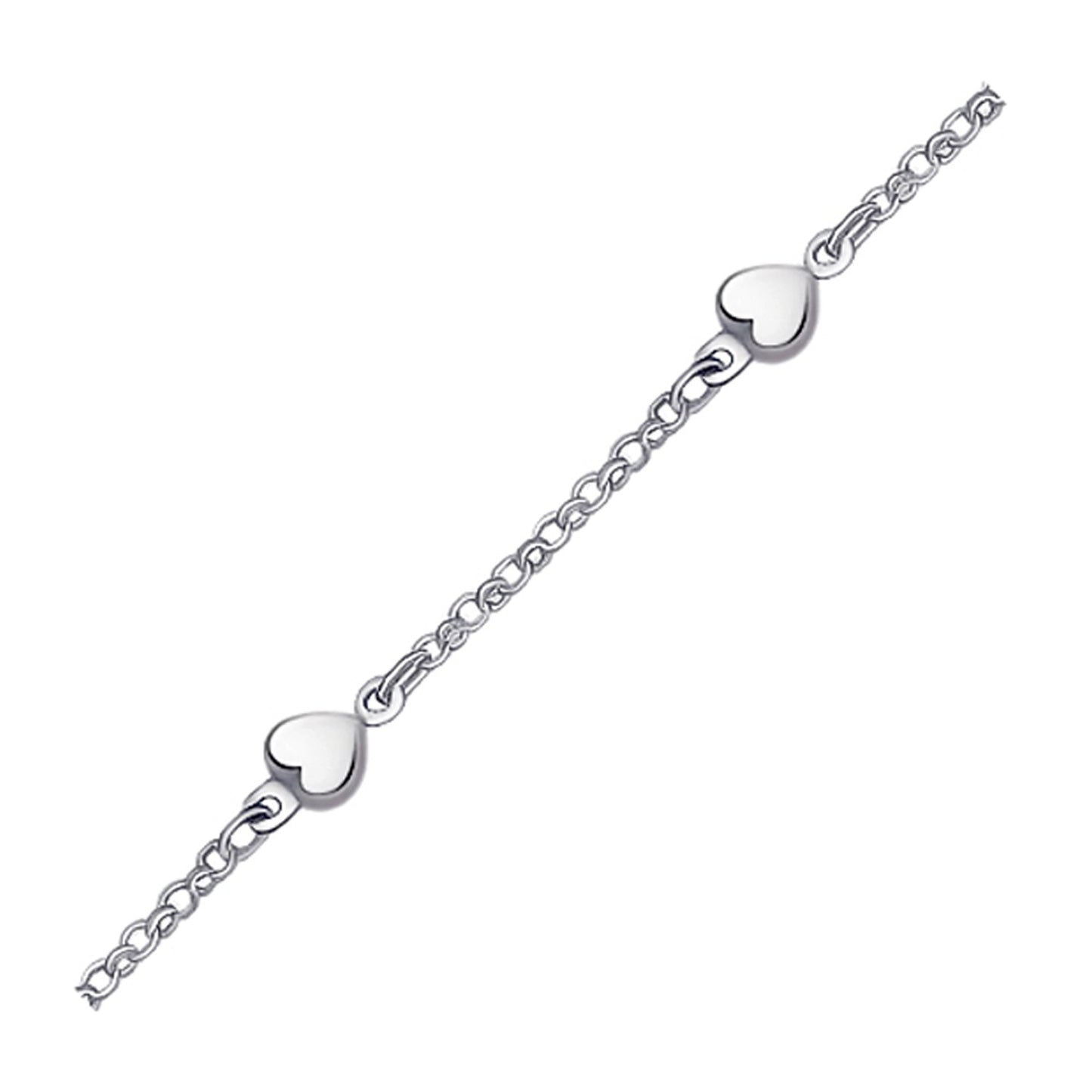 14k White Gold Anklet with Puffed Heart Design-Teresa&#39;s Fashionista LLC