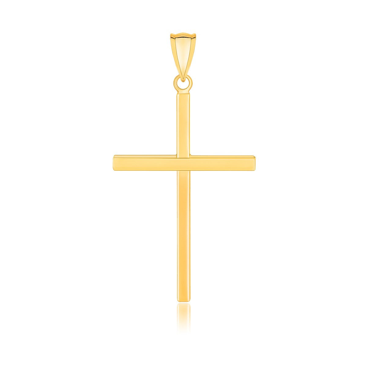 14k Yellow Gold Polished Flat Cross Pendant-Teresa&#39;s Fashionista LLC