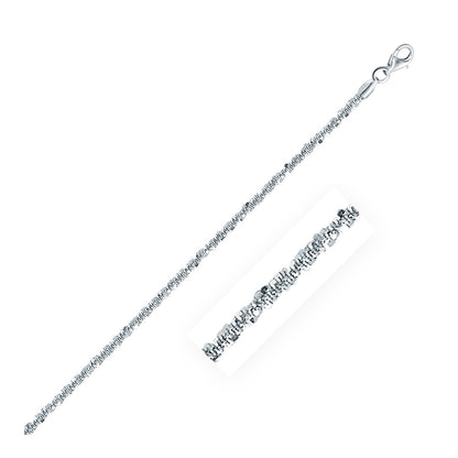 Rhodium Plated 2.2mm Sterling Silver Sparkle Style Chain-Teresa&#39;s Fashionista LLC