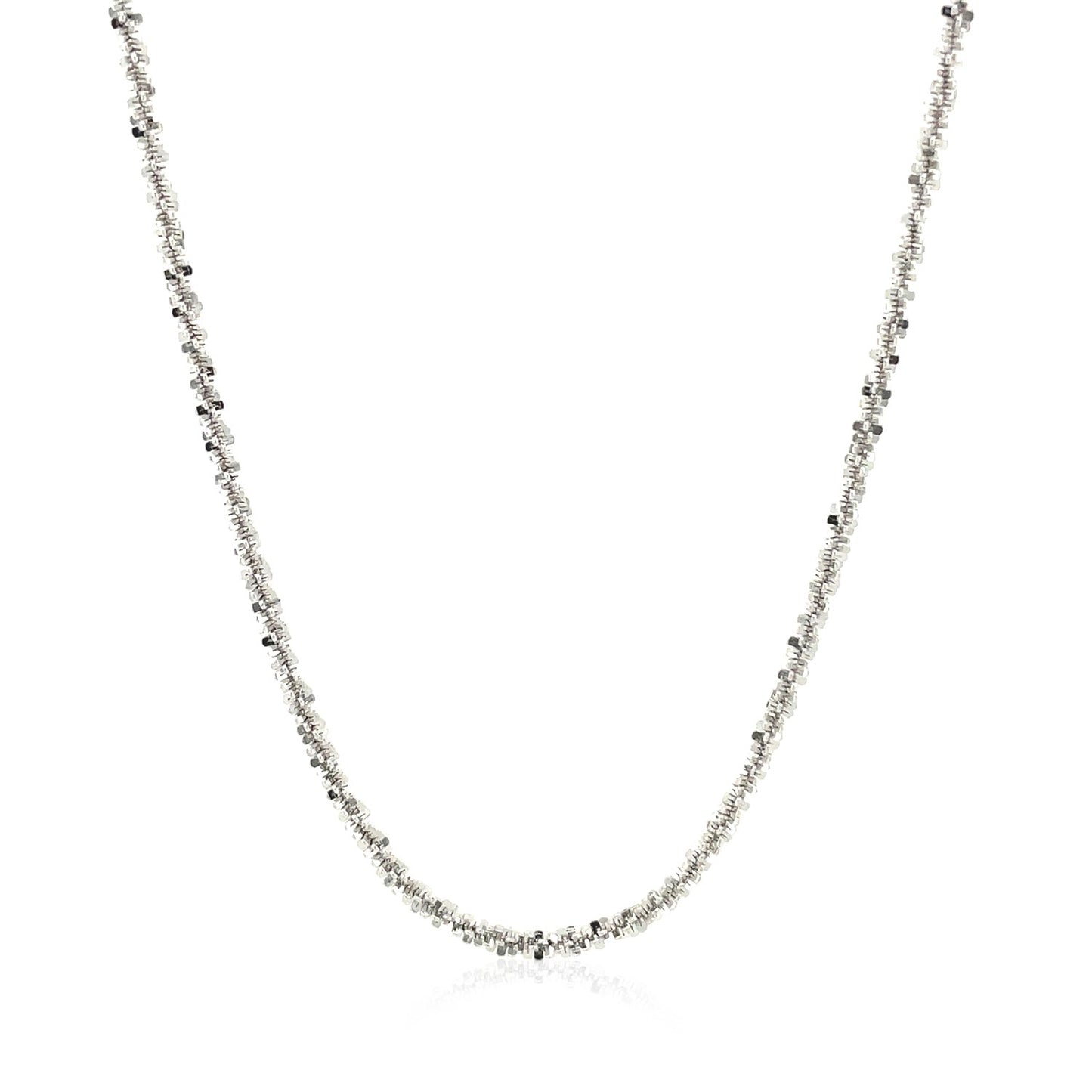 Rhodium Plated 2.2mm Sterling Silver Sparkle Style Chain-Teresa&#39;s Fashionista LLC