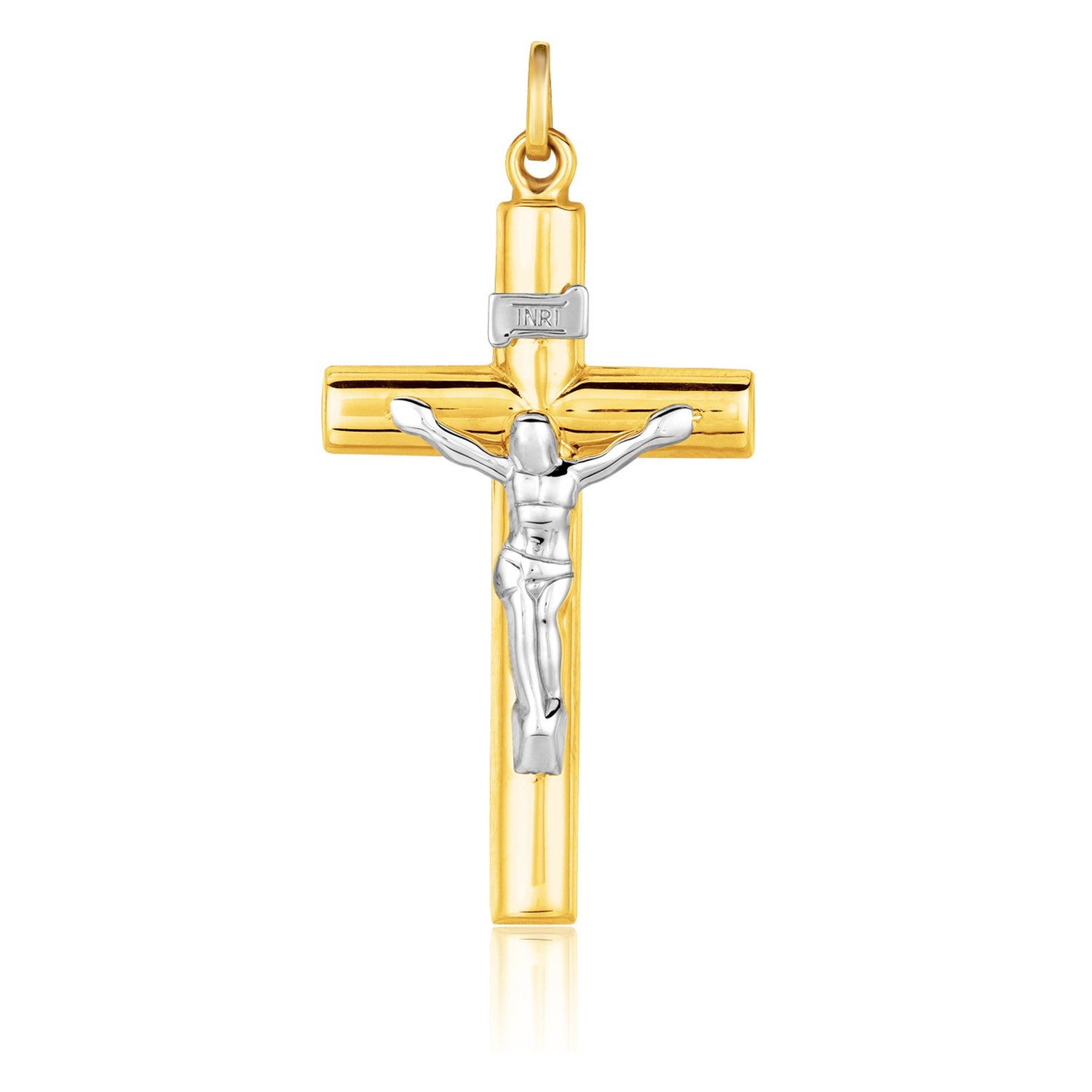 14k Two Tone Gold Cross Pendant-Teresa&#39;s Fashionista LLC